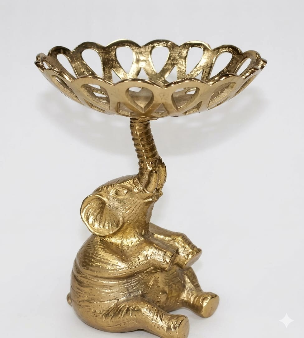 Golden elephant tealight holder